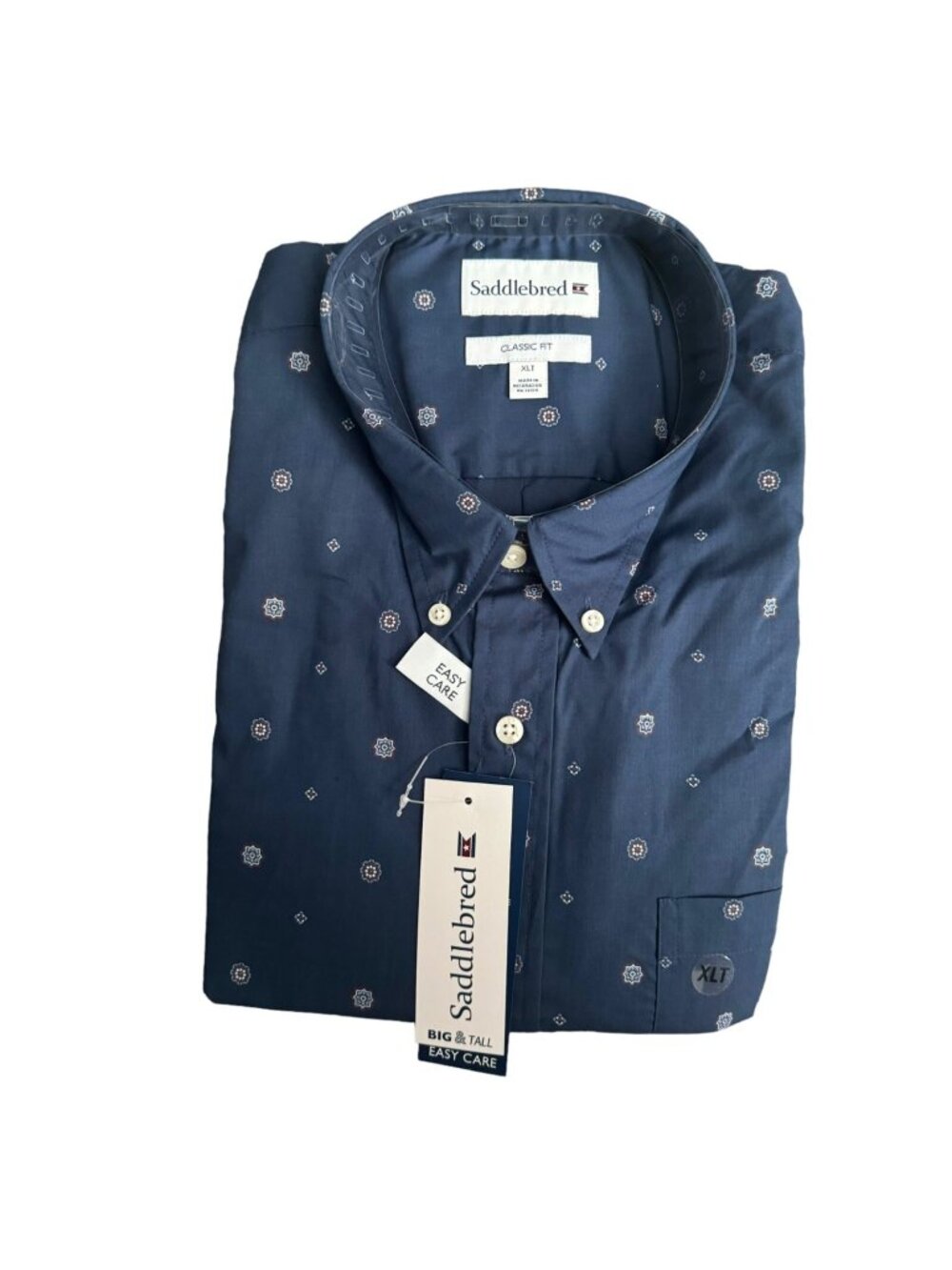 Saddlebred Classic Fit Button-Down Shirt XLT Blue Easy Care
